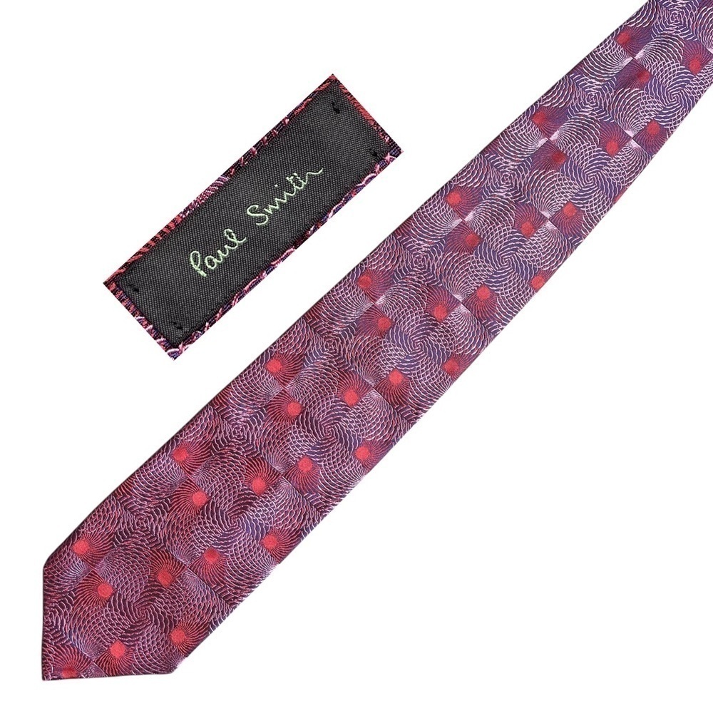 PAUL SMITH Metallic Baroque Silk Geometric Pattern Tie‎ Made in Italy